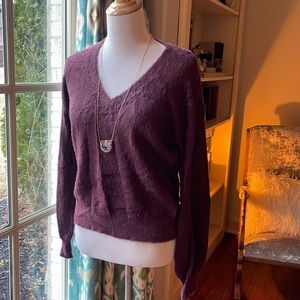 Halogen V-neck eyelash knit sweater